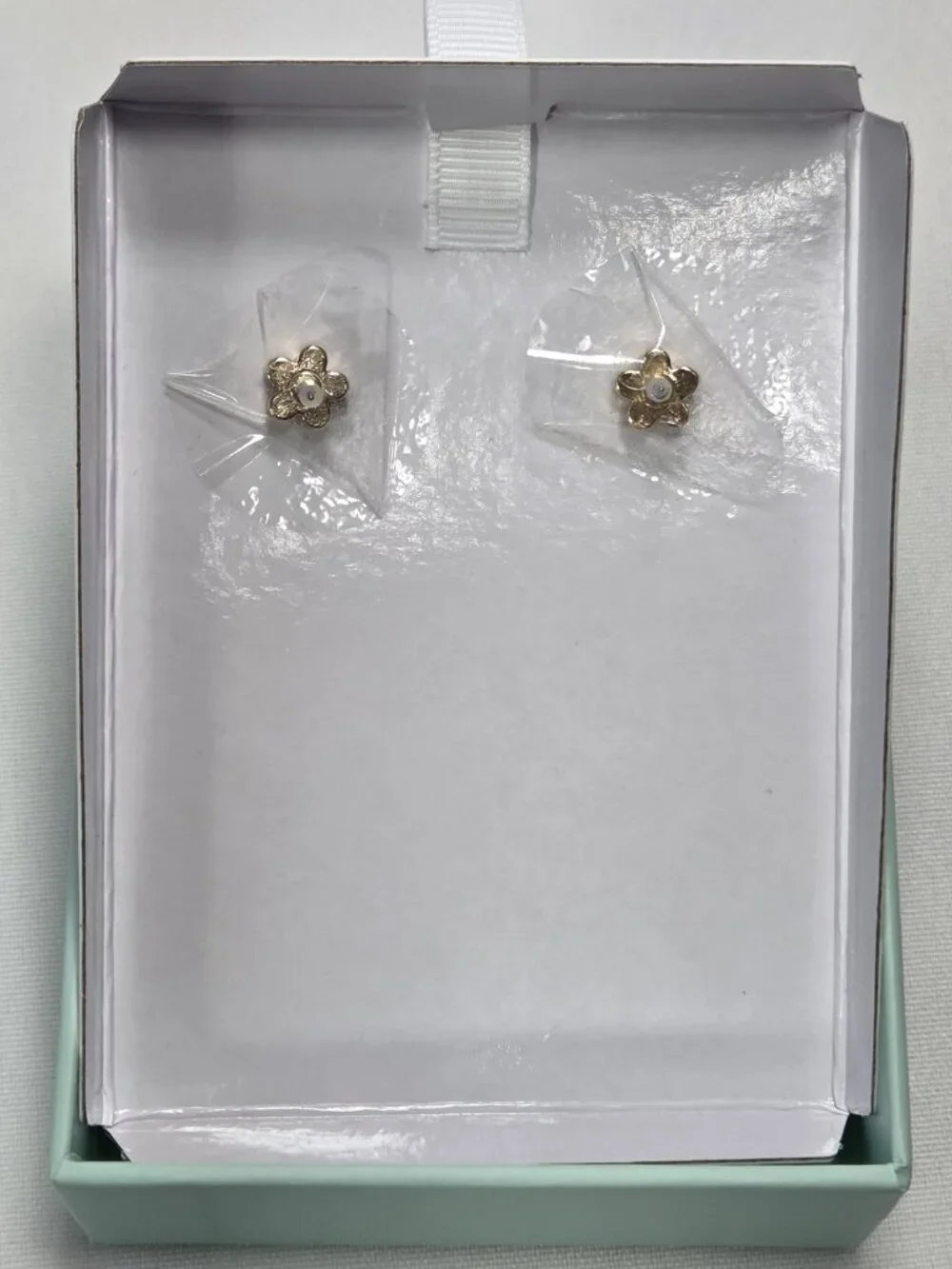 NWT Piper K Faux Pearl Double Flower Drop Earrings Gold Tone Statement Wedding